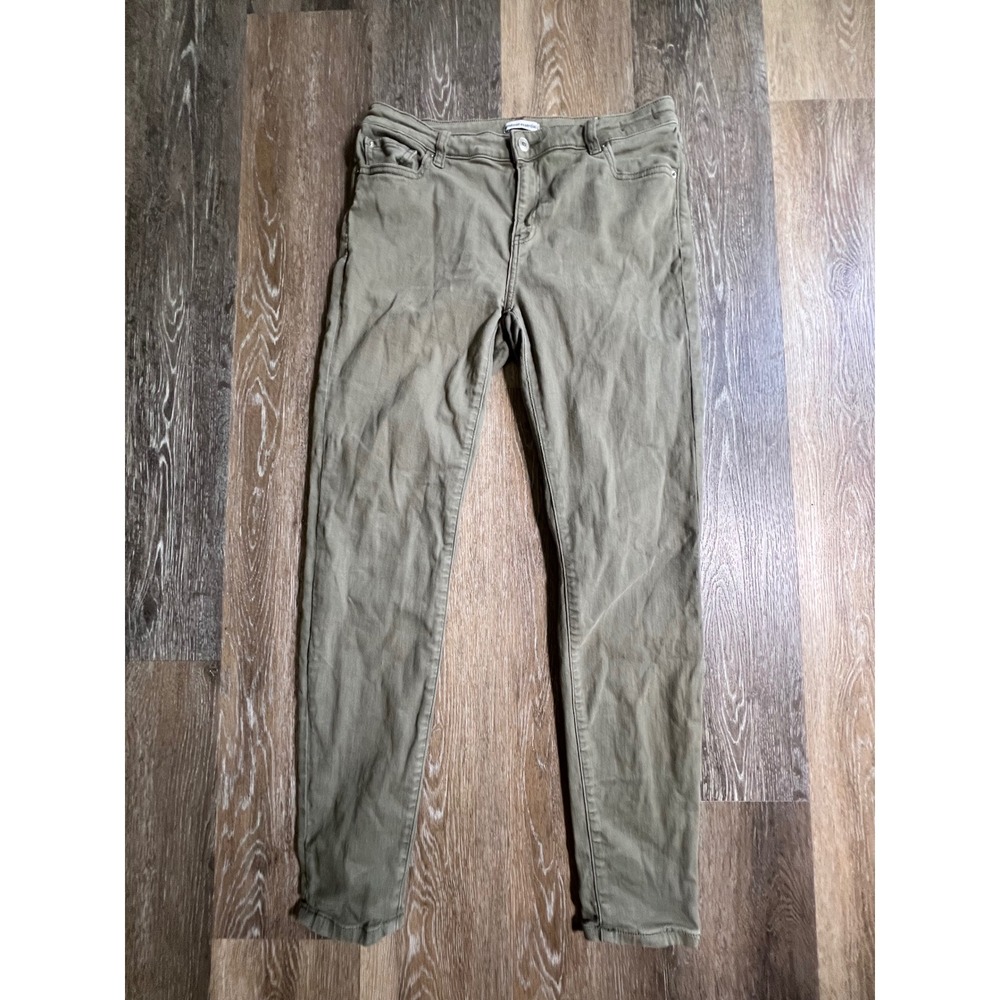 Amazon Essentials Skinny Jeans Womens 14L Olive Green Stretch Long Denim Pants - Picture 1 of 8